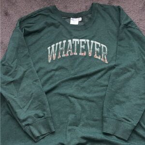 Torrid Green Long Sleeve 'Whatever' Sweatshirt 3X